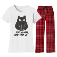 Fluff Around And Find Out Funny Cat Lover Women's Flannel Pajama Set