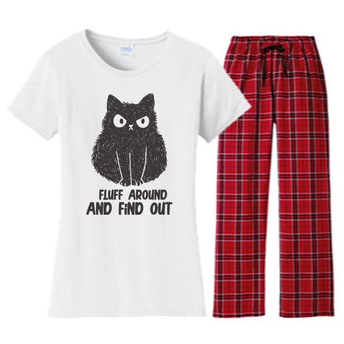 Fluff Around And Find Out Funny Cat Lover Women's Flannel Pajama Set