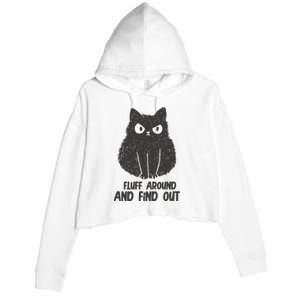 Fluff Around And Find Out Funny Cat Lover Crop Fleece Hoodie