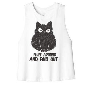 Fluff Around And Find Out Funny Cat Lover Women's Racerback Cropped Tank