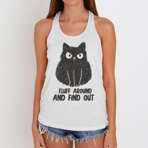 Fluff Around And Find Out Funny Cat Lover Women's Knotted Racerback Tank