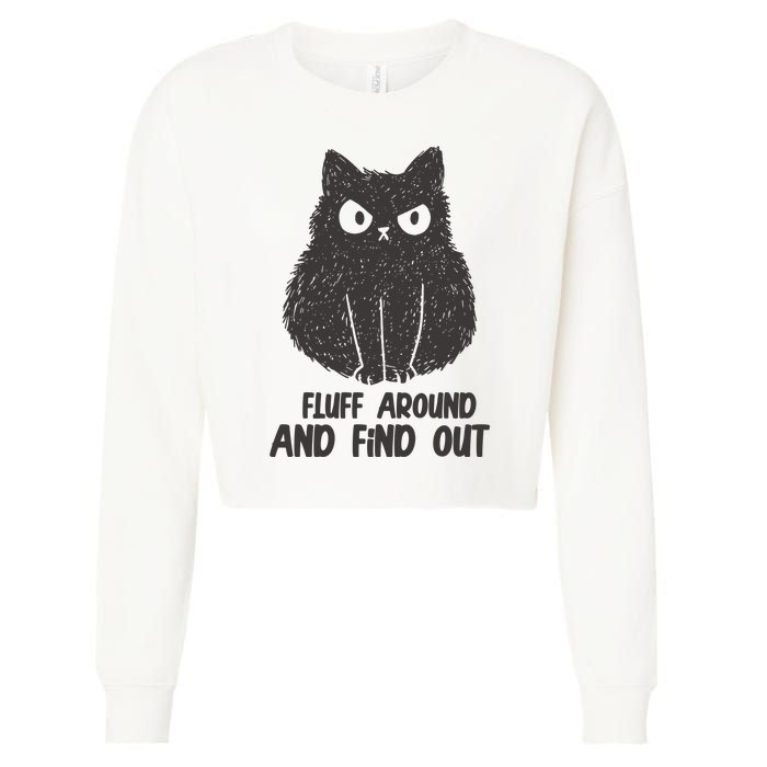 Fluff Around And Find Out Funny Cat Lover Cropped Pullover Crew