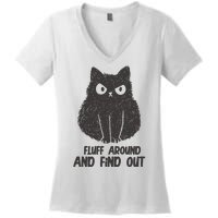 Fluff Around And Find Out Funny Cat Lover Women's V-Neck T-Shirt