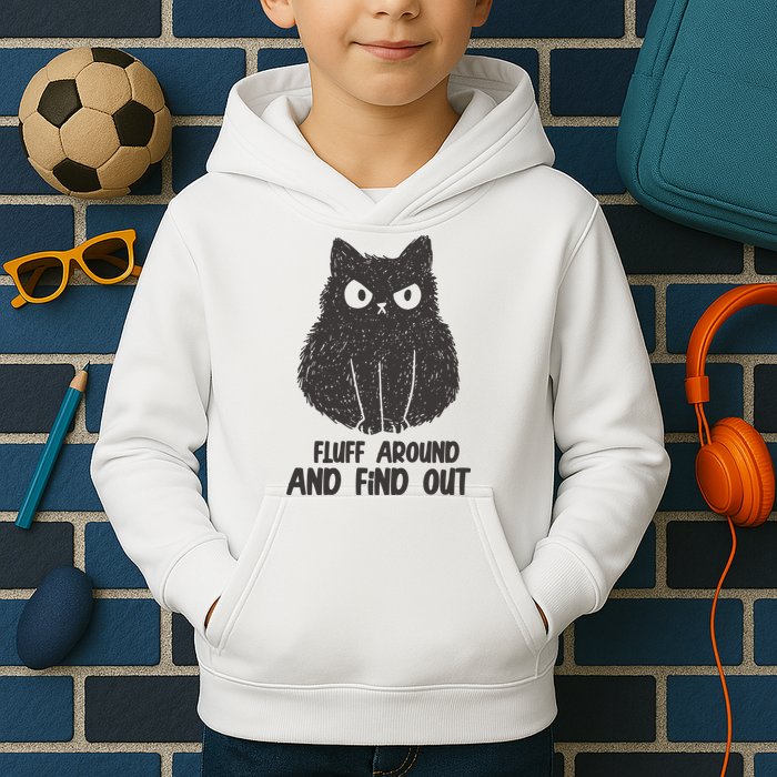 Fluff Around And Find Out Funny Cat Lover Kids Hoodie