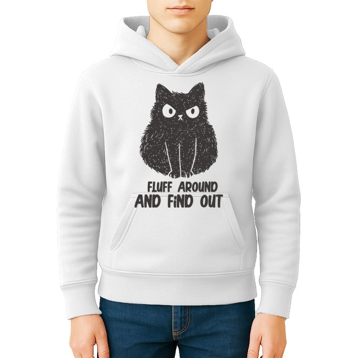 Fluff Around And Find Out Funny Cat Lover Kids Hoodie