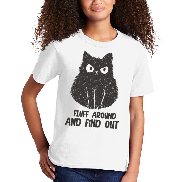 Fluff Around And Find Out Funny Cat Lover Kids T-Shirt
