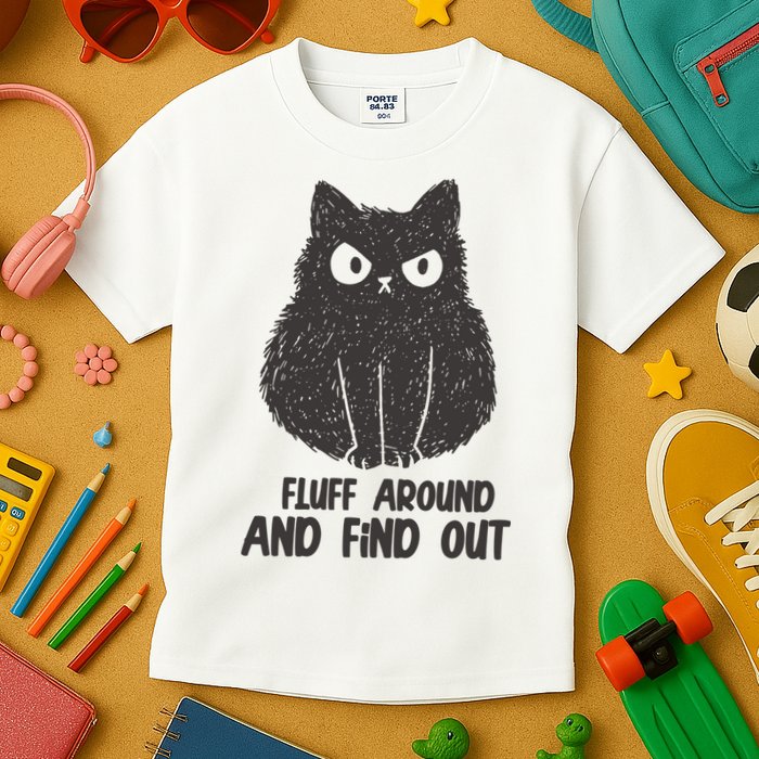 Fluff Around And Find Out Funny Cat Lover Kids T-Shirt