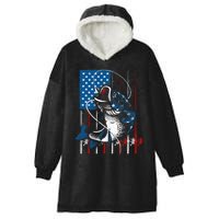 Fishing Art American Flag Usa Fishing Lover Hooded Wearable Blanket