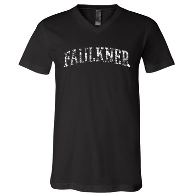 Faulkner Athletic Arch College University Alumni V-Neck T-Shirt