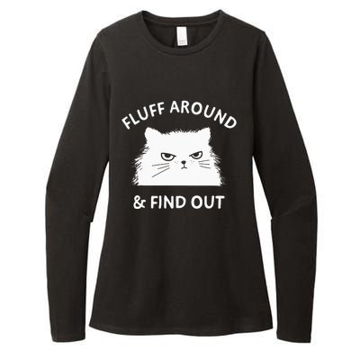 Fluff Around And Find Out Funny Cat Adult Humor Small Womens CVC Long Sleeve Shirt