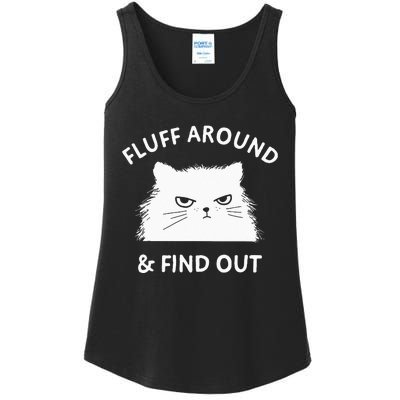 Fluff Around And Find Out Funny Cat Adult Humor Small Ladies Essential Tank