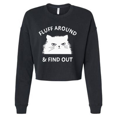 Fluff Around And Find Out Funny Cat Adult Humor Small Cropped Pullover Crew