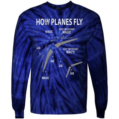 Funny Aviation Airplane Gift Pilot Tie-Dye Long Sleeve Shirt