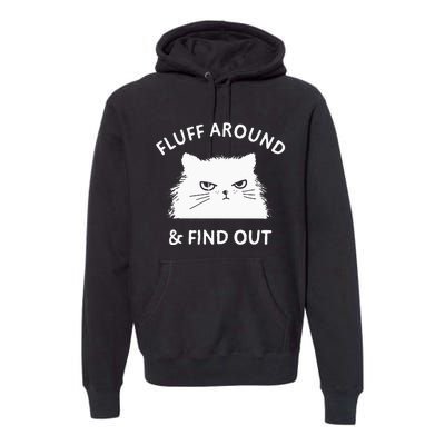 Fluff Around And Find Out Funny Cat Adult Humor Small Premium Hoodie