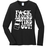 Fuck Around And Find Out Funny Sayings Folding Chair Ladies Long Sleeve Shirt