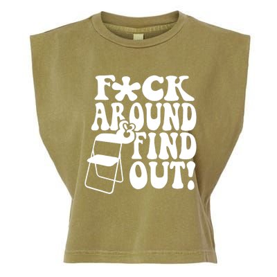 Fuck Around And Find Out Funny Sayings Folding Chair Garment-Dyed Women's Muscle Tee