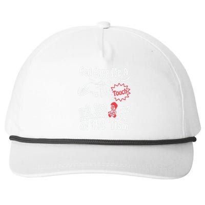 Funny Autism Appreciation God Gave Me A Touch Of The Tism Snapback Five-Panel Rope Hat