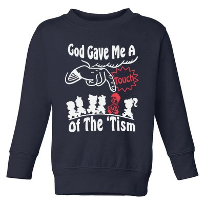 Funny Autism Appreciation God Gave Me A Touch Of The Tism Toddler Sweatshirt