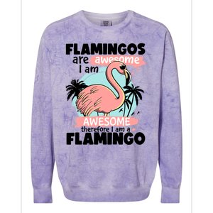 Flamingos Are Awesome I Am Awesome Funny Pink Flamingoes Gift Colorblast Crewneck Sweatshirt