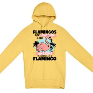 Flamingos Are Awesome I Am Awesome Funny Pink Flamingoes Gift Premium Pullover Hoodie