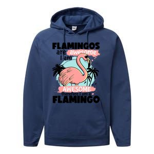 Flamingos Are Awesome I Am Awesome Funny Pink Flamingoes Gift Performance Fleece Hoodie