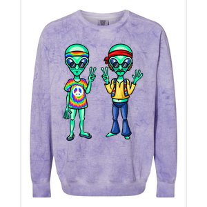 Funny Alien Alien Lover Hippie Aliens Believe In Aliens Colorblast Crewneck Sweatshirt