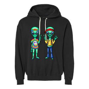 Funny Alien Alien Lover Hippie Aliens Believe In Aliens Garment-Dyed Fleece Hoodie