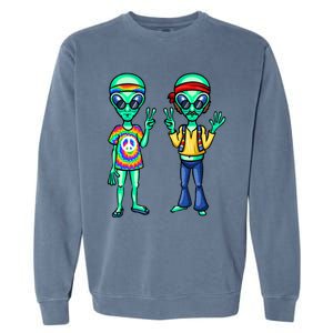 Funny Alien Alien Lover Hippie Aliens Believe In Aliens Garment-Dyed Sweatshirt