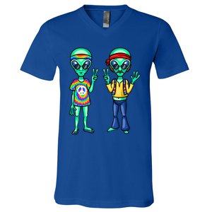 Funny Alien Alien Lover Hippie Aliens Believe In Aliens V-Neck T-Shirt