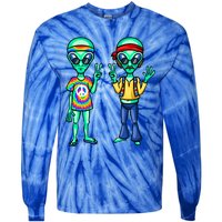 Funny Alien Alien Lover Hippie Aliens Believe In Aliens Tie-Dye Long Sleeve Shirt