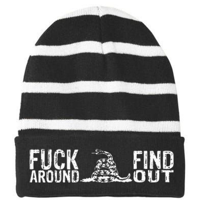 Fuck Around And Find Out FAFO F Around And Find Out Striped Beanie with Solid Band