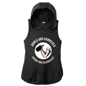 Funny Armed And Hammered Drunk And Disorderly Ladies PosiCharge Tri-Blend Wicking Draft Hoodie Tank