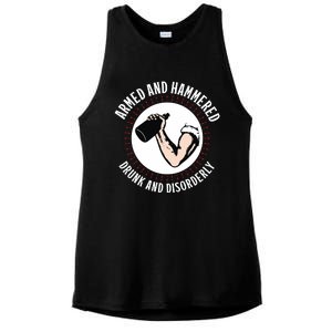 Funny Armed And Hammered Drunk And Disorderly Ladies PosiCharge Tri-Blend Wicking Tank