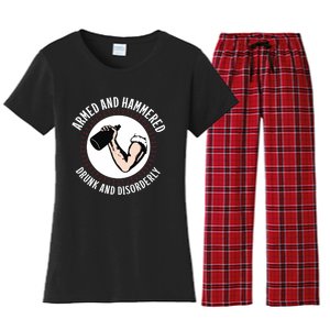 Funny Armed And Hammered Drunk And Disorderly Women's Flannel Pajama Set