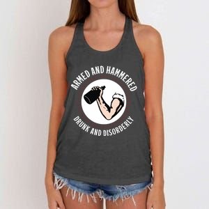 Funny Armed And Hammered Drunk And Disorderly Women's Knotted Racerback Tank