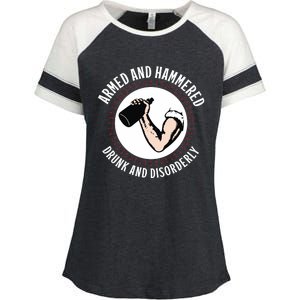 Funny Armed And Hammered Drunk And Disorderly Enza Ladies Jersey Colorblock Tee