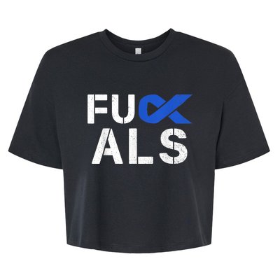 Fuck ALS Awareness Month Blue Ribbon Support Squad Fighter Bella+Canvas Jersey Crop Tee