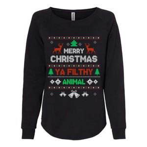 Funny Alone At Home Movies Merry Christmas You Filty Animal Gift Womens California Wash Sweatshirt