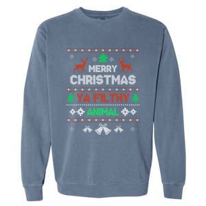 Funny Alone At Home Movies Merry Christmas You Filty Animal Gift Garment-Dyed Sweatshirt