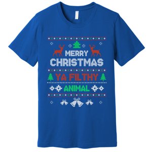 Funny Alone At Home Movies Merry Christmas You Filty Animal Gift Premium T-Shirt