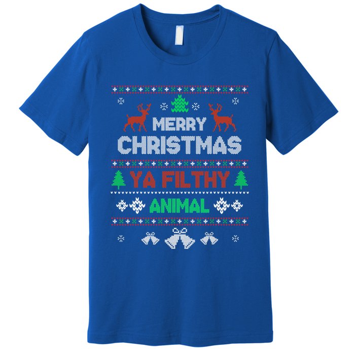 Funny Alone At Home Movies Merry Christmas You Filty Animal Gift Premium T-Shirt