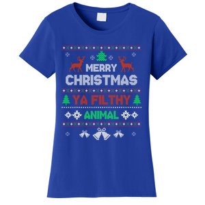 Funny Alone At Home Movies Merry Christmas You Filty Animal Gift Women's T-Shirt