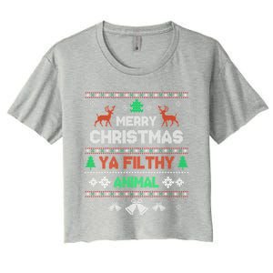 Funny Alone At Home Movies Merry Christmas You Filty Animal Gift Women's Crop Top Tee