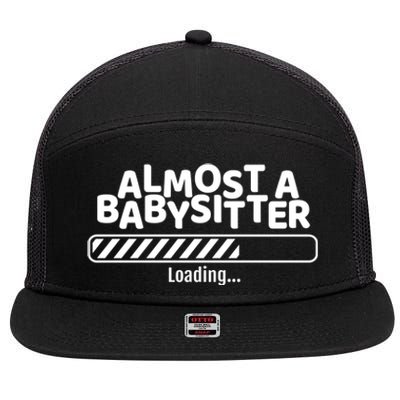 Funny Almost A Sitter Training To Be A Sitter Great Gift 7 Panel Mesh Trucker Snapback Hat