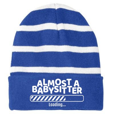 Funny Almost A Sitter Training To Be A Sitter Great Gift Striped Beanie with Solid Band