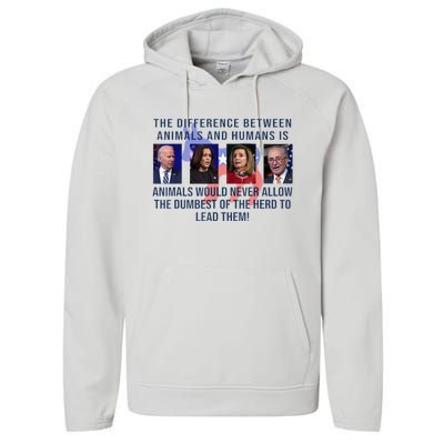 Funny Anti Biden Never Allow The Dumbest To Lead Democrats Performance Fleece Hoodie