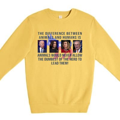 Funny Anti Biden Never Allow The Dumbest To Lead Democrats Premium Crewneck Sweatshirt