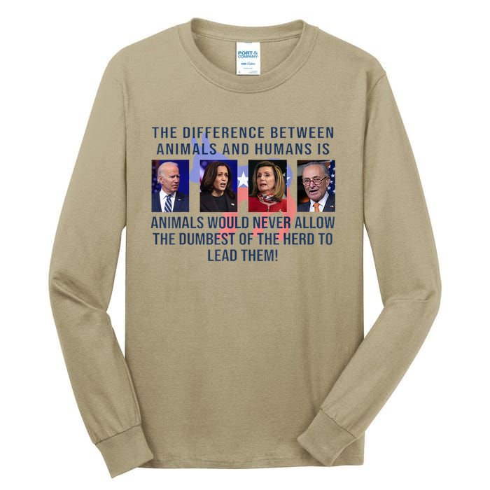 Funny Anti Biden Never Allow The Dumbest To Lead Democrats Tall Long Sleeve T-Shirt