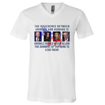 Funny Anti Biden Never Allow The Dumbest To Lead Democrats V-Neck T-Shirt