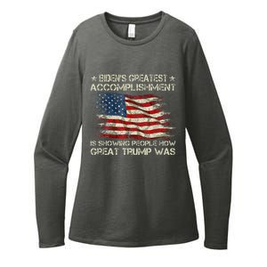 Funny Anti Biden BidenS Greatest Accomplishment Is Showing Womens CVC Long Sleeve Shirt